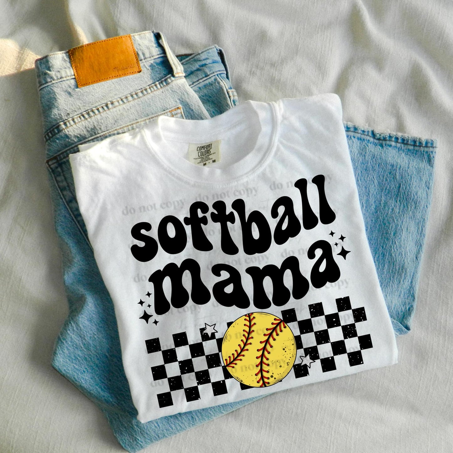 Softball mama checkered